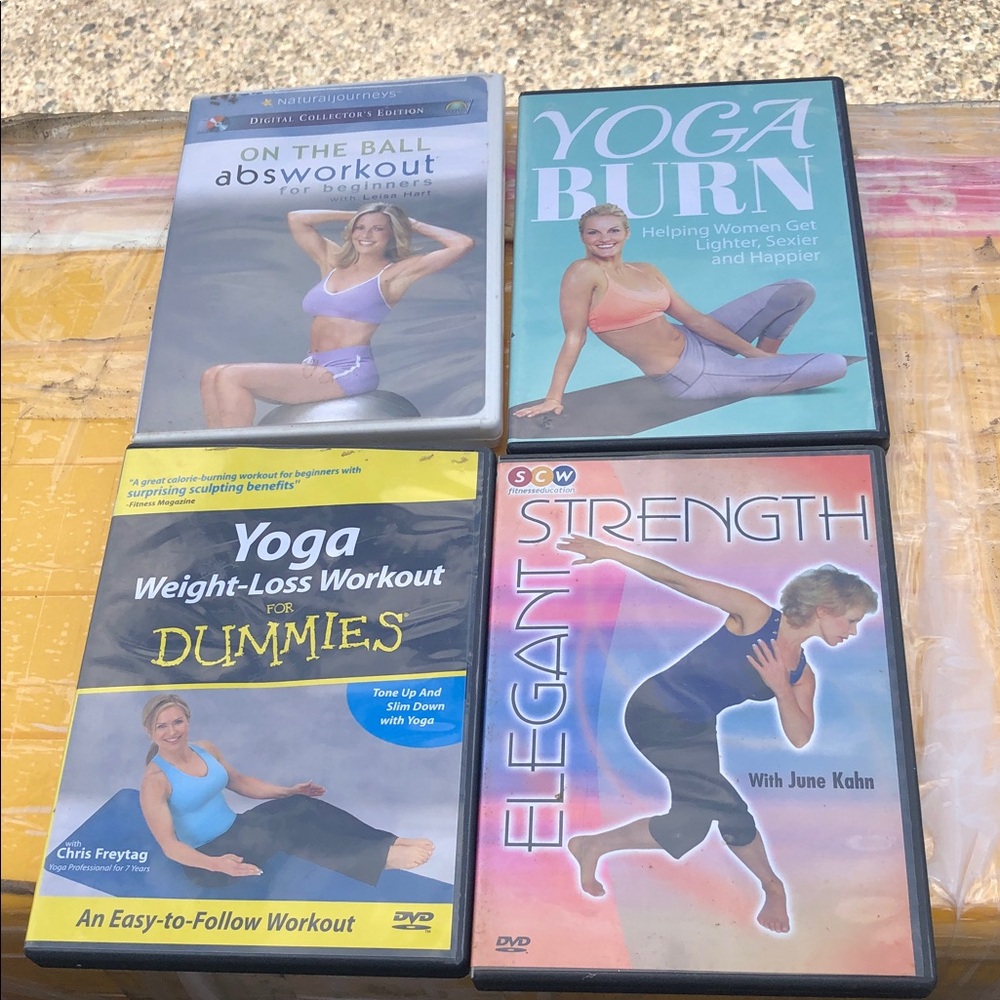 Set of 4 Women’s Workout DVDs — Yoga, Abs & Strength